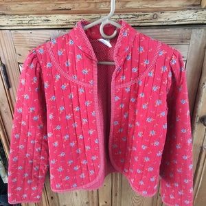 Vintage Red Polka Dot and Floral Quilted Jacket